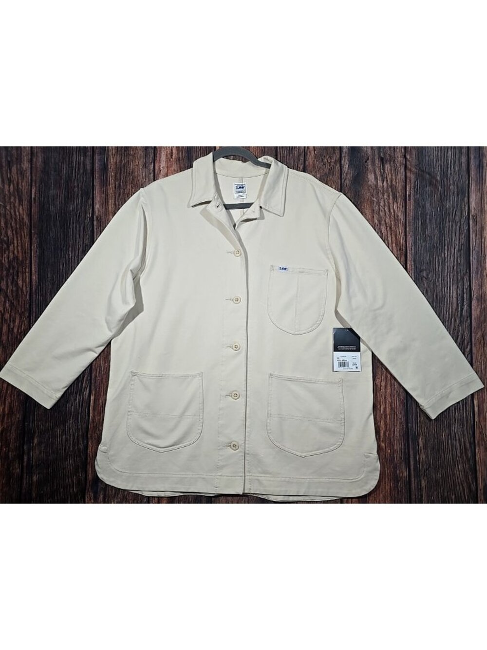 Lee Layers Shacket Jacket Athleisure Button Up Sweatshirt Soy Bean Women XL New